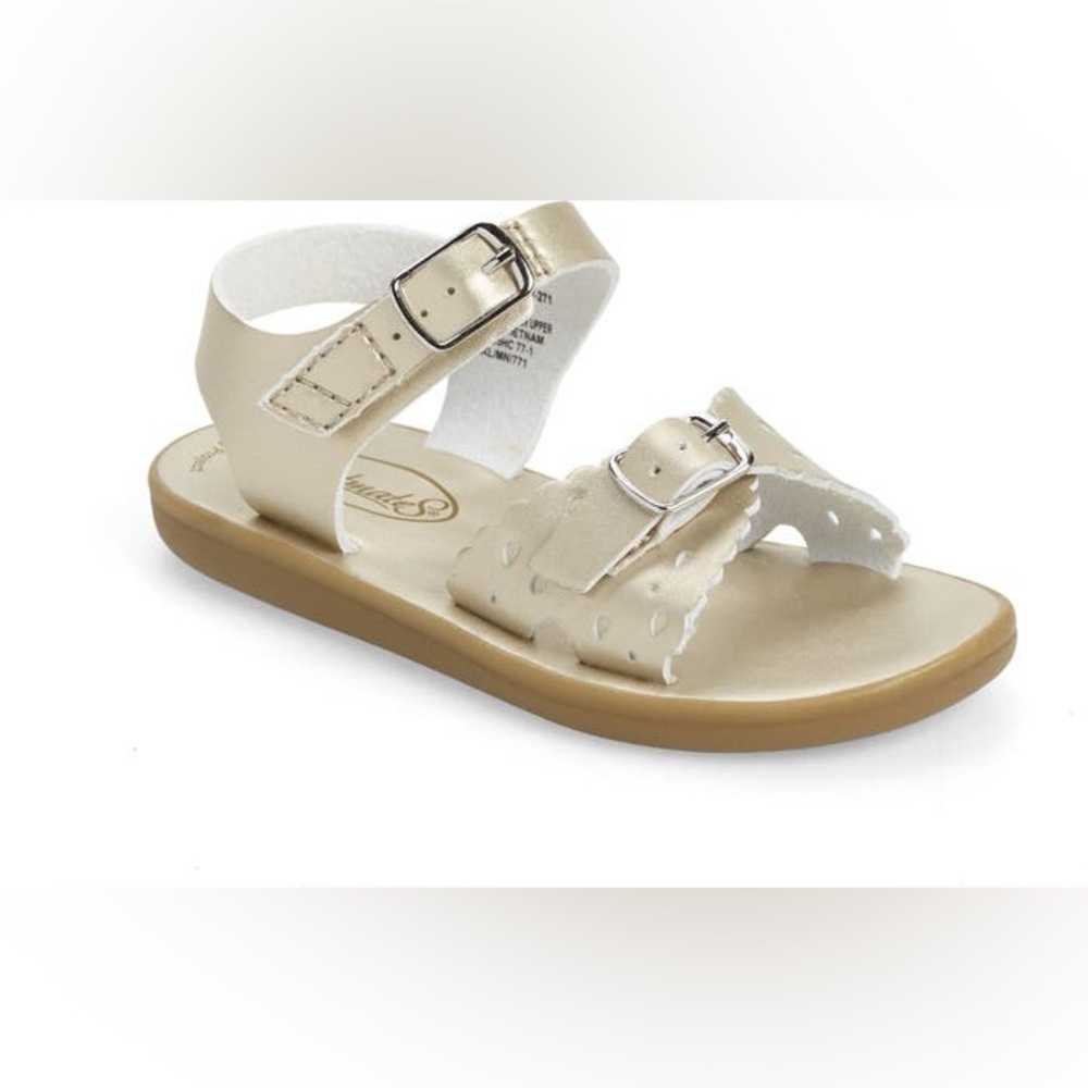 Kids Metallic Silver Leather Buckle Sandals